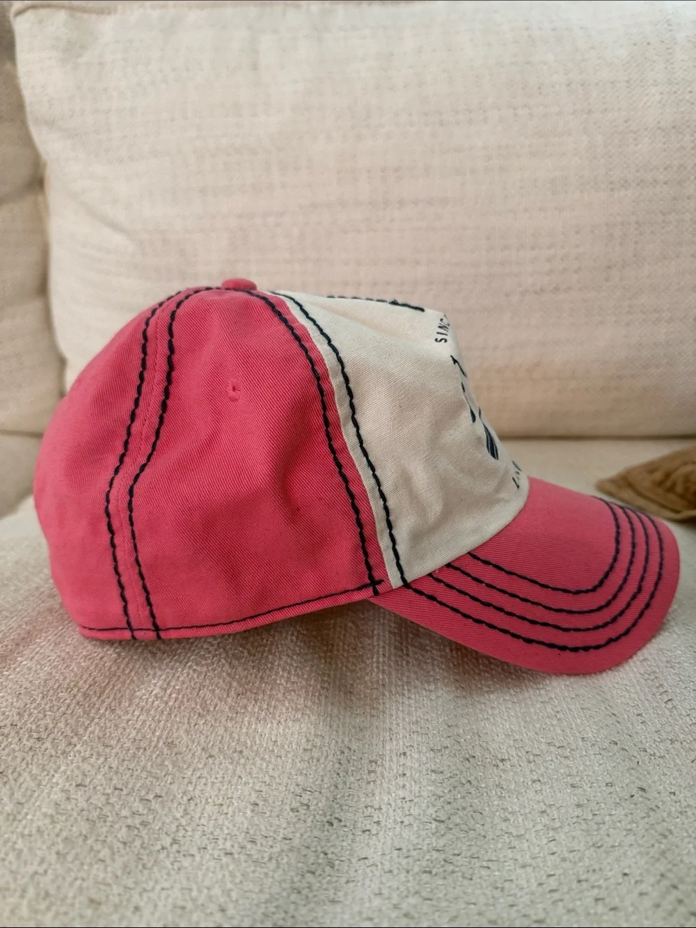 SALT LIFE Live Salty Two-Tone Hot Pink and White Baseball Cap with Navy Stitch